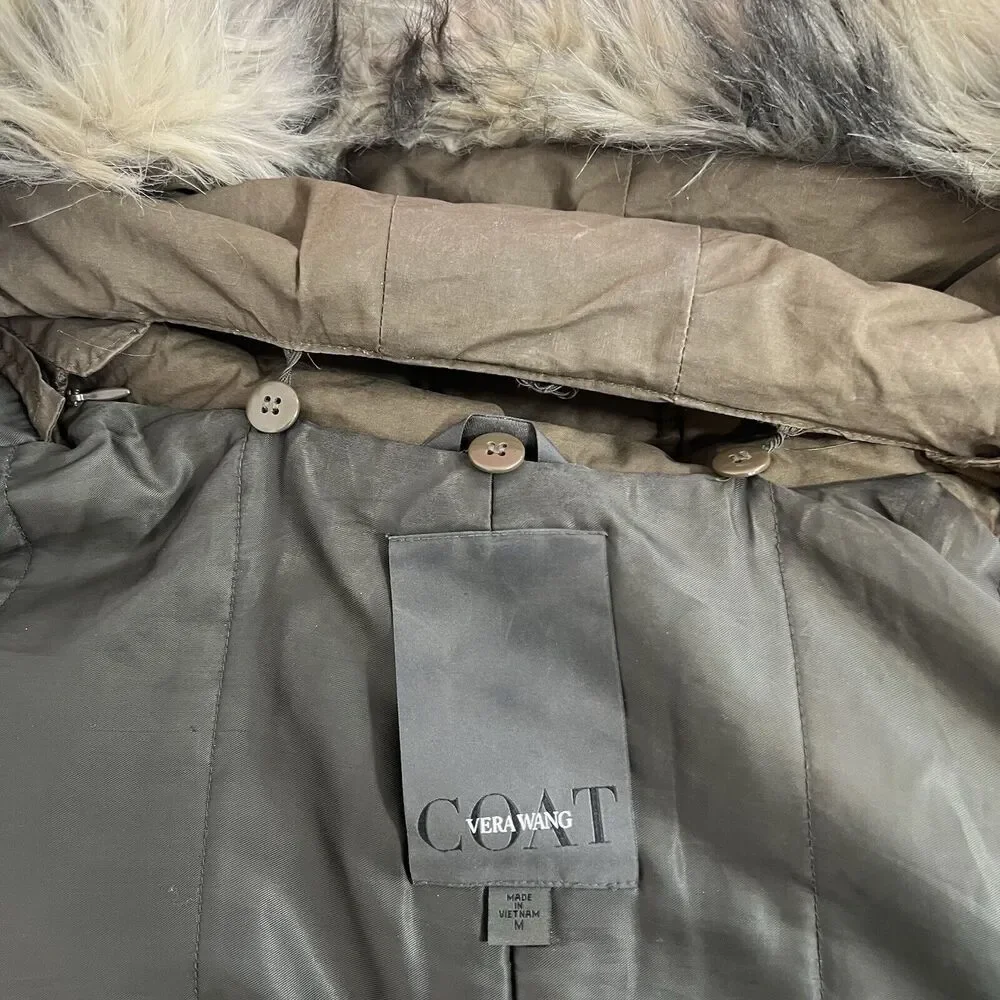 Vera Wang Womens Size Medium Brie Faux Fur Anorak Hooded Parka Winter Coat - Picture 5 of 6